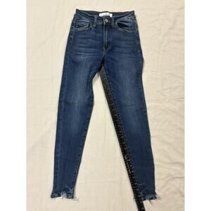 Kancan Jeans Womens 3/25 Blue Skinny Distressed Dark Wash Stretch Denim Mid Rise